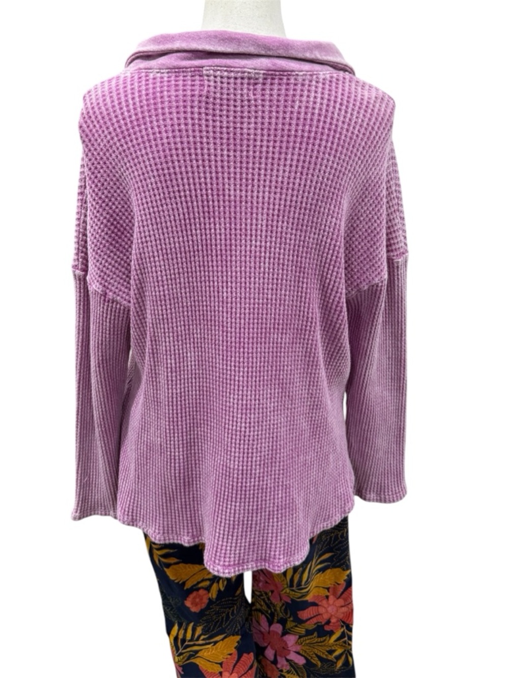 Bucket List Kayla Waffle Knit Shacket In Washed Fuchsia - Picture 11 of 15